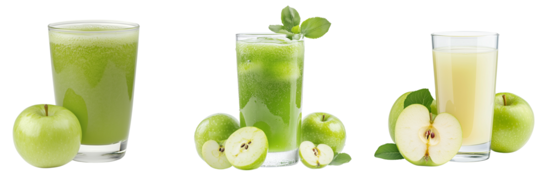 Refreshing green drinks on a transparent background healthy choices