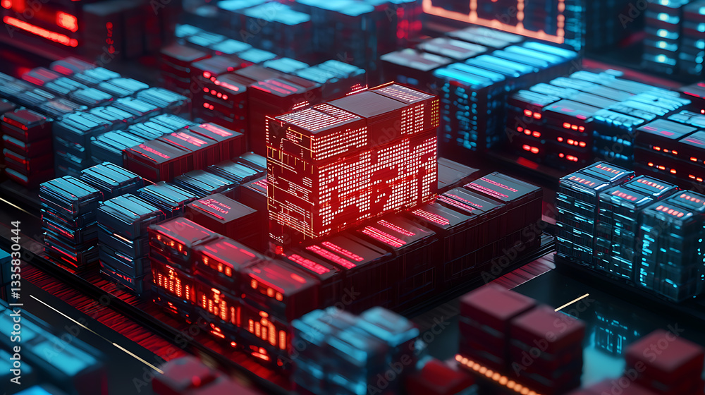 Poster dynamic data processing event in futuristic cityscape digital environment aerial view technology con