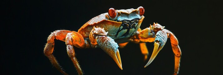 Fototapeta premium Vibrant Aquatic Crab: A Close-Up Macro Photograph