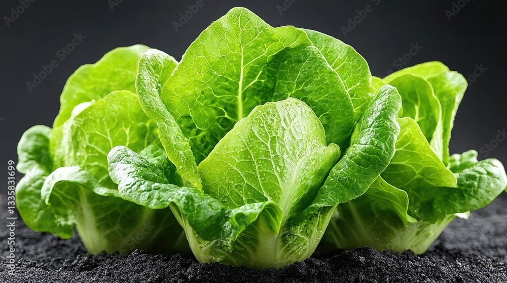 Poster repeated pattern of lettuce leaves arranged neatly in a clean white background for culinary use