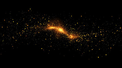 A mesmerizing swirl of golden sparkles against a black background, creating a magical atmosphere