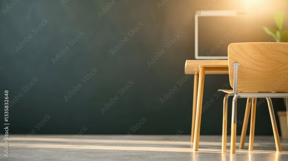 Aufkleber simple desk and chair arrangement in a room creating a functional and comfortable workspace