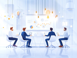 Collaborative business meeting modern office space digital presentation creative environment professional viewpoint data analysis