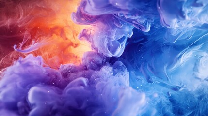 Obraz premium Abstract Swirling Ink Colors Blue Purple Orange Background