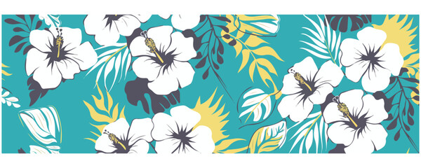 Aloha Hibiscus Flower Tropical Seamless Pattern Hawaiian Style
