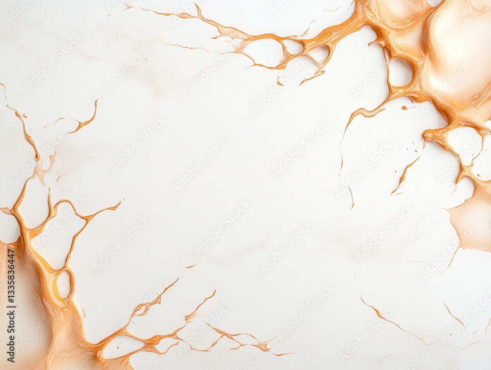 Poster abstract fluid art with orange and white swirls creating a serene background