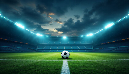 ball in the centre soccer football stadium