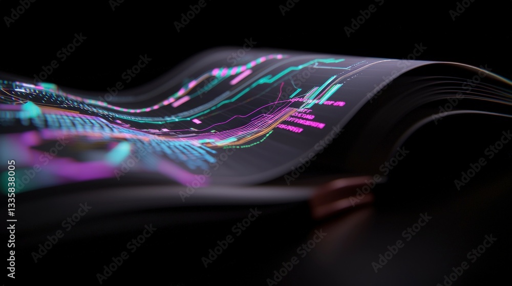 Poster futuristic business report data analytics charts graphs ai