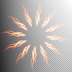 Circular arrangement of glowing flame-like elements with a transparent background ideal for use in fantasy, sci-fi, gaming, or digital art projects.