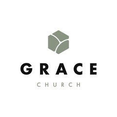 Church mosaic logo design template titled grace church