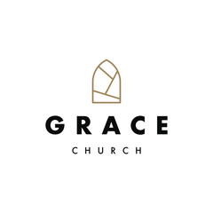 Church mosaic logo design template titled grace church