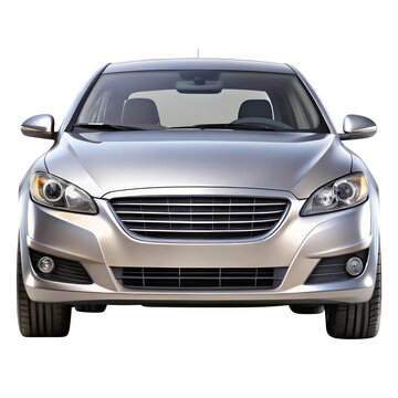 silver car isolated on transparent white background, clipping path