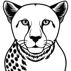 Adobe Illustrator ArtwLeopard head logotype or mascot hand drawn ink sketch. Engraving style vector illustration.ork