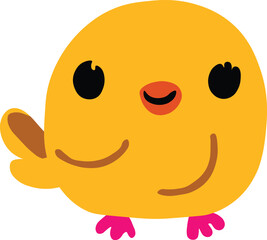 Cute cartoon flying bird in yellow color small bird clipart art illustration sticker 