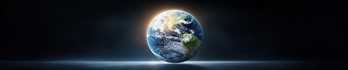 Fototapeta premium Stunning Earth View from Space with Glowing Horizon and Stars
