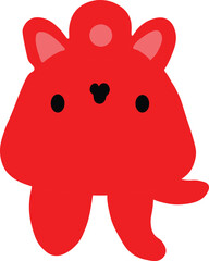 Red octopus cartoon character jelly fish  mushroom clipart sticker art illustration 