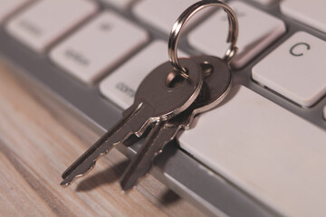 key to the computer keyboard on a white background