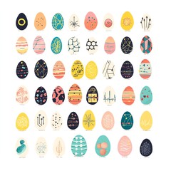 Colorful decorative eggs in various patterns for festive occasions and celebrations.