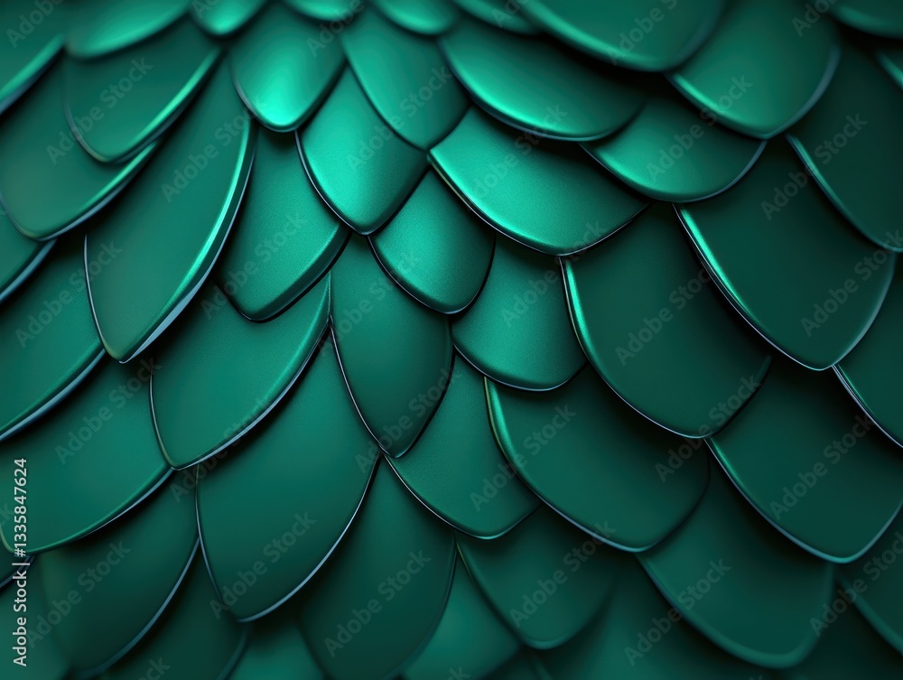 Poster close-up view of iridescent green scales, showcasing texture and light reflection