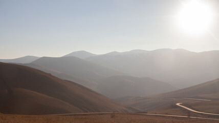 beautiful landscape with mountains and snow