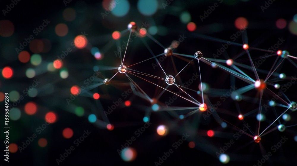 Poster global network connection digital business ai teamwork strategy