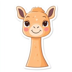 Obraz premium Cute and friendly cartoon giraffe head with big eyes and a happy expression.