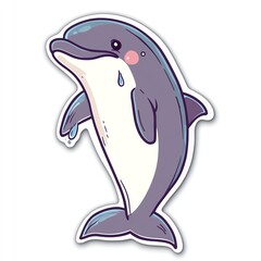Naklejka premium Cute and playful dolphin with a cheerful expression, perfect for children's designs.