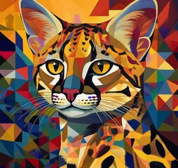 Cubism illustration of a cat.