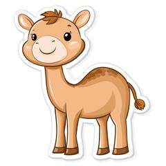Cute cartoon camel with a friendly expression and happy demeanor.