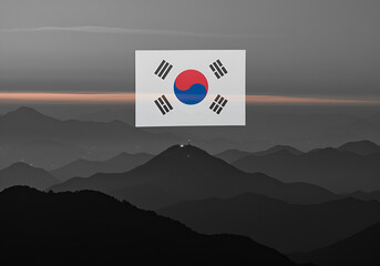 south korea flag on map