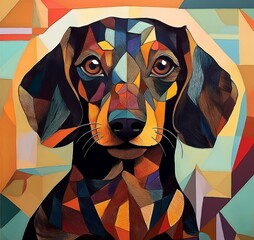 AI-generated Cubism illustration of a Dog