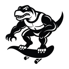 Obraz premium modern tribal tattoo raptors, abstract line art of dinosaurs, minimalist contour. Vector