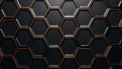 Black and Gold Honeycomb Geometric Background