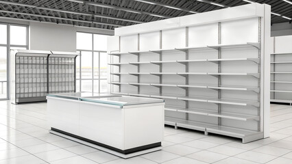 Equipment for a food store. Display cases, refrigerators, shelving, lighting..