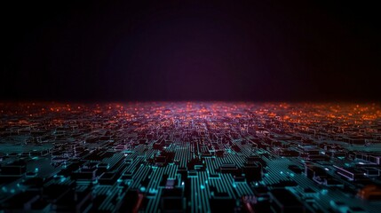 Obraz premium Abstract Futuristic Technology Background Circuit Board Network Data AI Digital 3D R