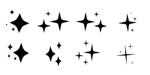 Collection of Sparkle and Twinkle Star Icons in Various Styles