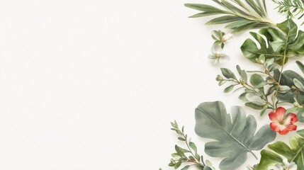Spring Floral Watercolor PNG  Greenery  Leaves  Blossoms  Botanical   White Background