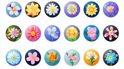 Adorable Vector - Illustrated Flower Icons: A Modern, Simple Collection Isolated on White