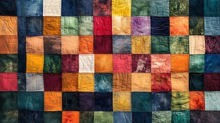 Colorful Patchwork Quilt Textile Art Squares