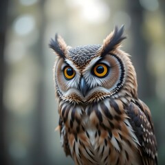 Fototapeta premium A breathtaking image of a wild owl, its sharp gaze and detailed feathers captured in perfect clarity.