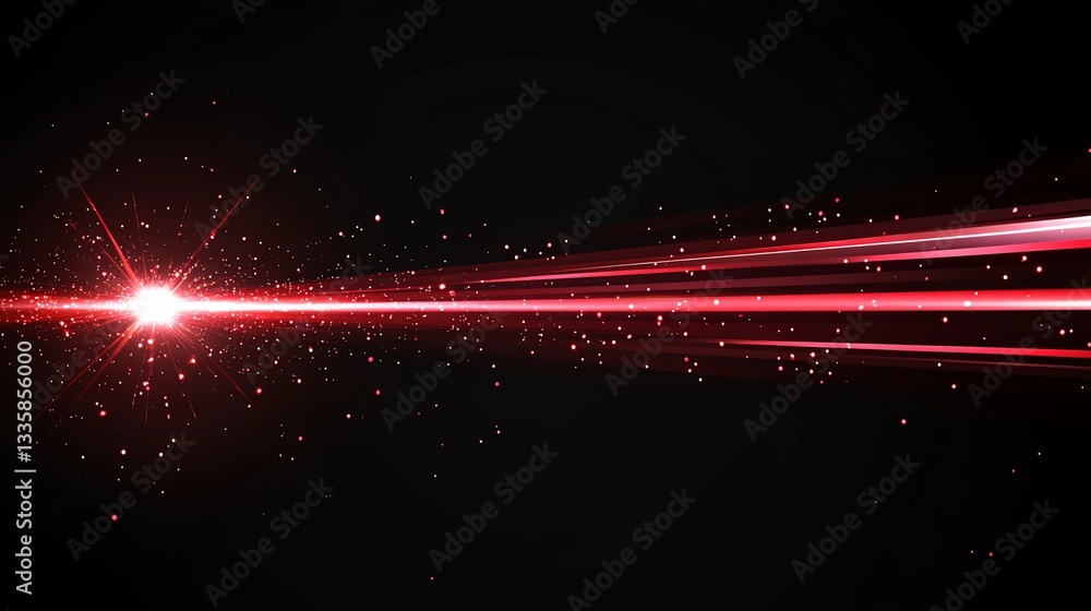 Poster abstract red light streaks with shining effect on dark background image