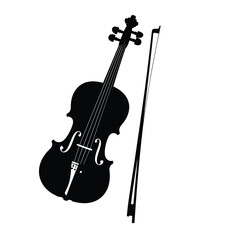 Violin Silhouette, Vector, Icon, Logo, White Background.