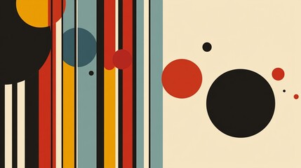 Geometric Abstraction with Circular and Linear Elements in Bold Colors