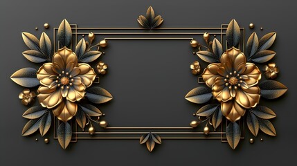 Antique gold frame decoration square shape 