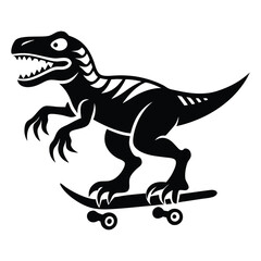 Obraz premium modern tribal tattoo raptors, abstract line art of dinosaurs, minimalist contour. Vector