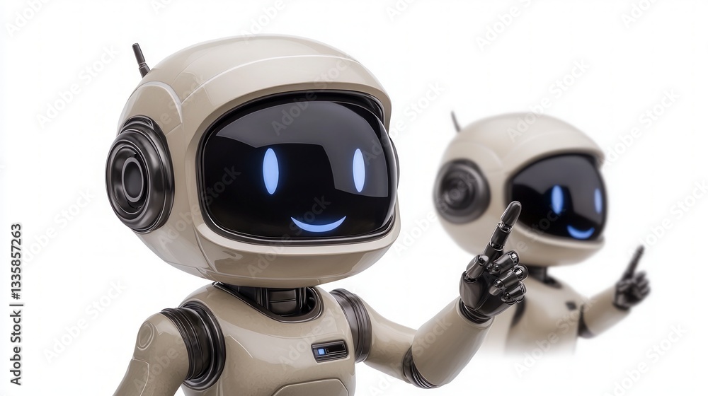 Aufkleber friendly robot gesturing ai future tech innovation space exploration