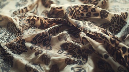 Elegant Animal Print Fabric with Rich Texture and Soft Drapery