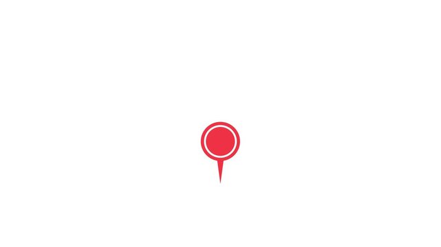 Red Round Location Pin Growing and Bouncing Loop Animation &ndash; Simple Map Marker Scale Up Motion Graphic for Navigation and App Design