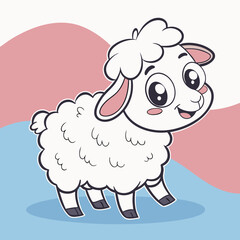 Very Nice Cute Cartoon Sheep Smiling