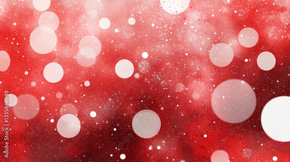 Poster red abstract background with white bokeh lights